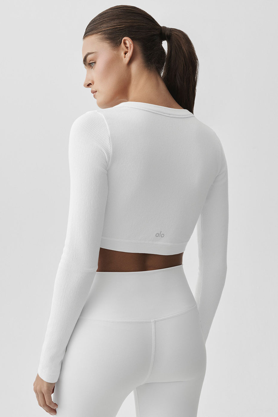 Alternative view of Seamless Ribbed Cropped Serene Long Sleeve   White