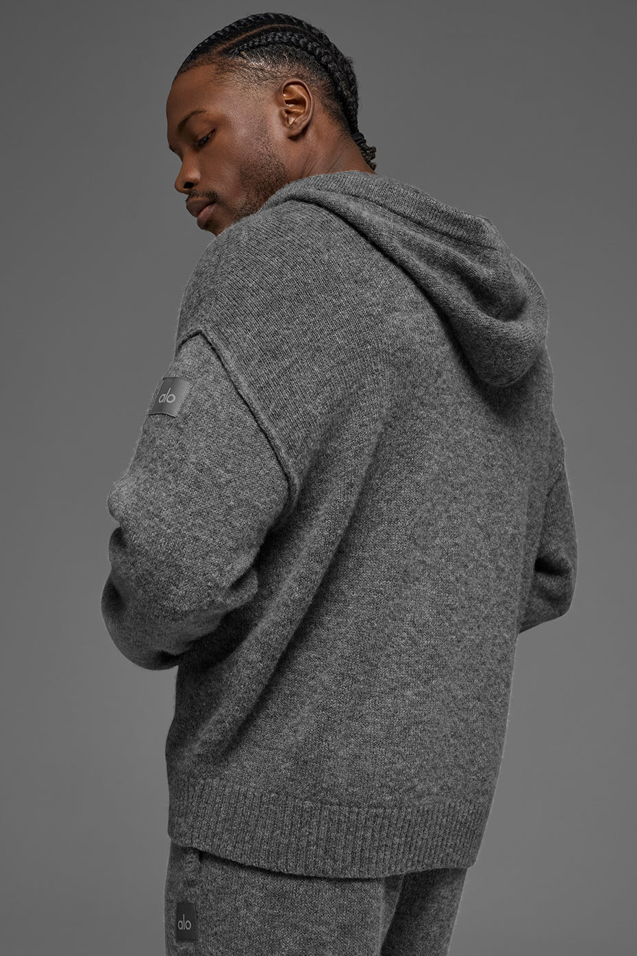 Alternative view of Wool Cashmere New Class Full Zip Hoodie   Platinum Grey