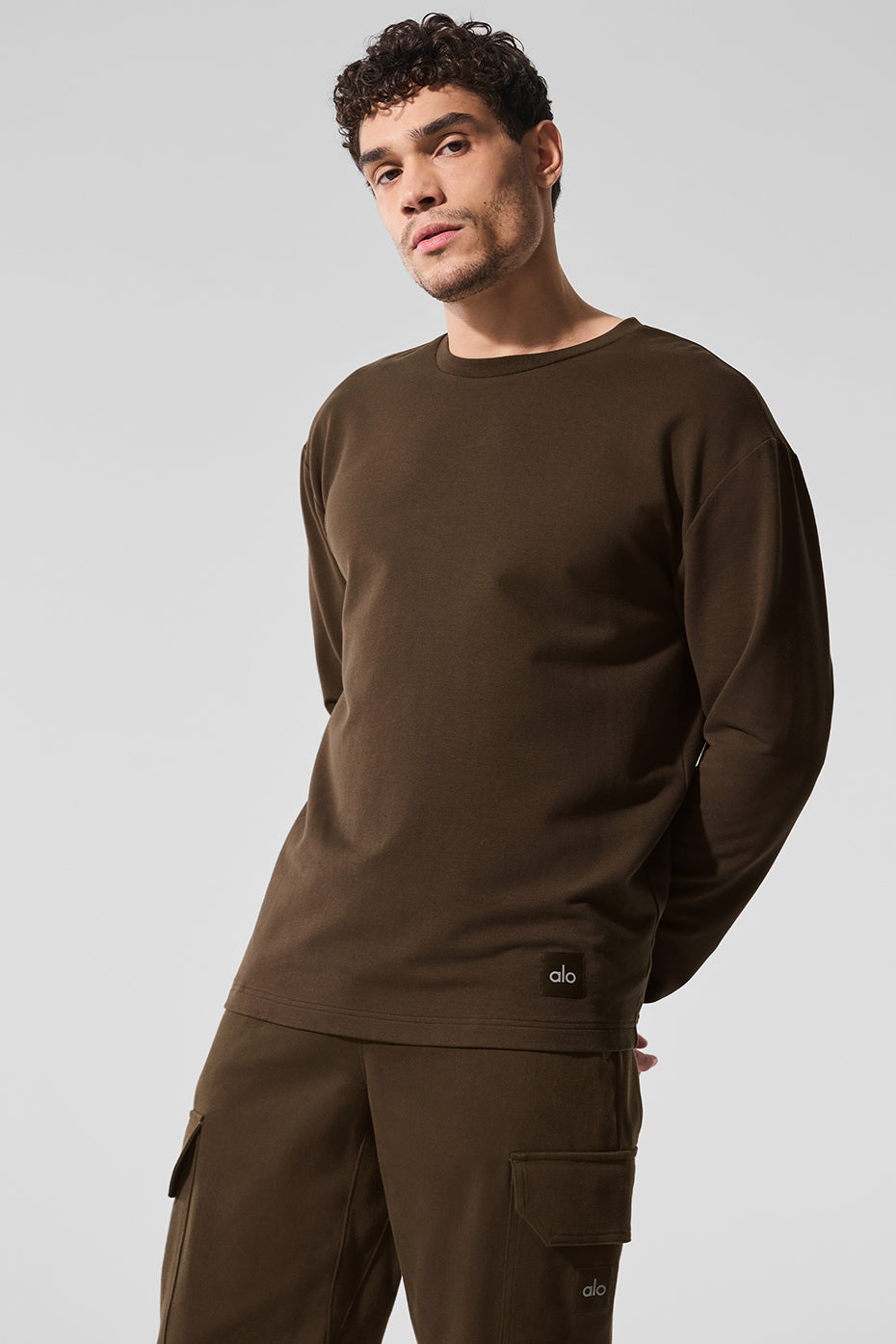 Double Take Long Sleeve Crew   Espresso
