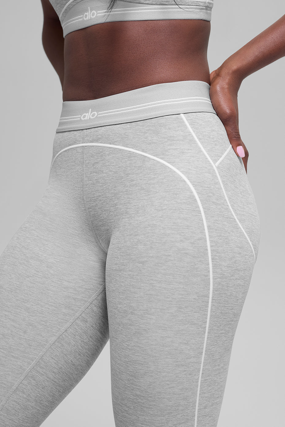 Alternative view of 7/8 High Waist Alosoft Heart Throb Legging   Athletic Heather Grey/White