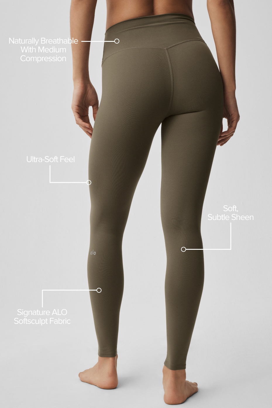 Alternative view of ALO Softsculpt High Waist Legging   Olive Tree