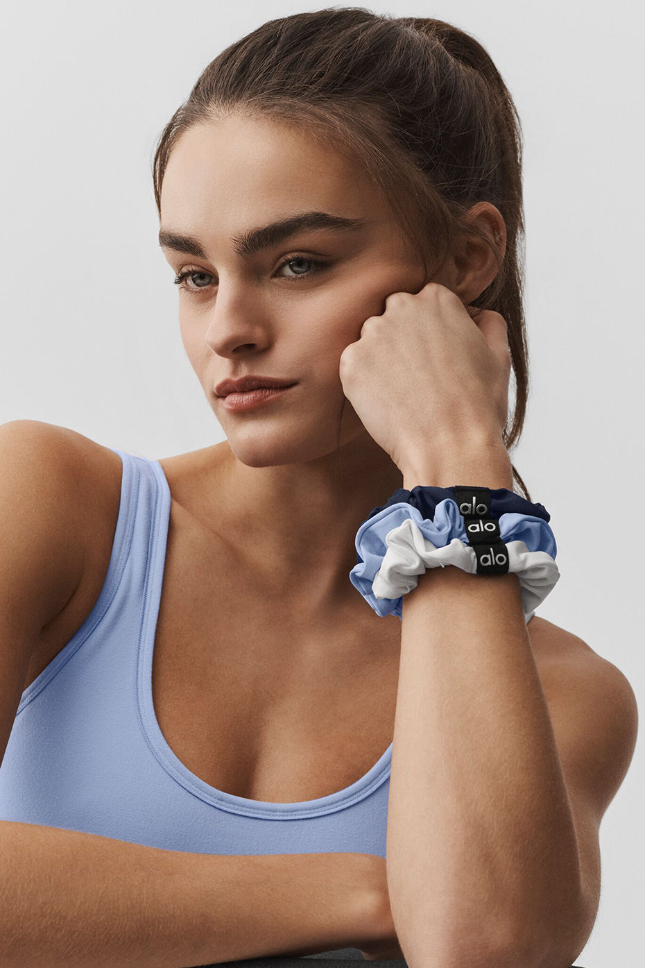 Fresh Mini Scrunchie 3 Pack   Light Provence Blue/Navy/White