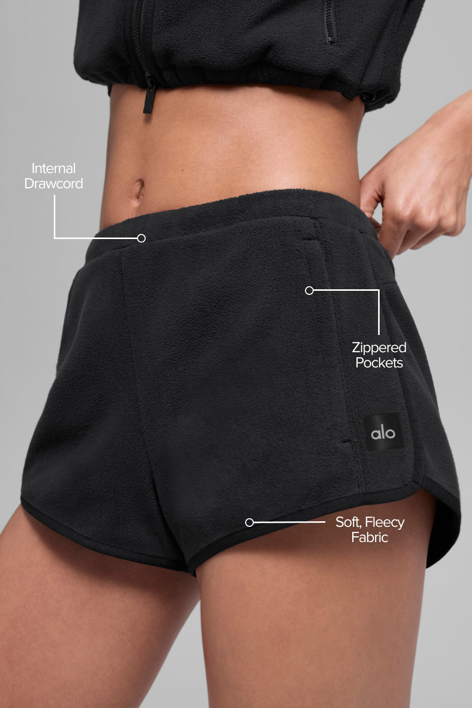 Alternative view of Polar Fleece Retreat Short   Black