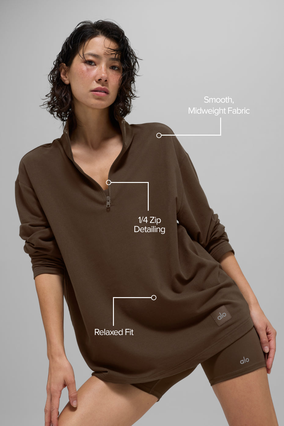 Alternative view of Double Take Long Sleeve 1/4 Zip   Espresso