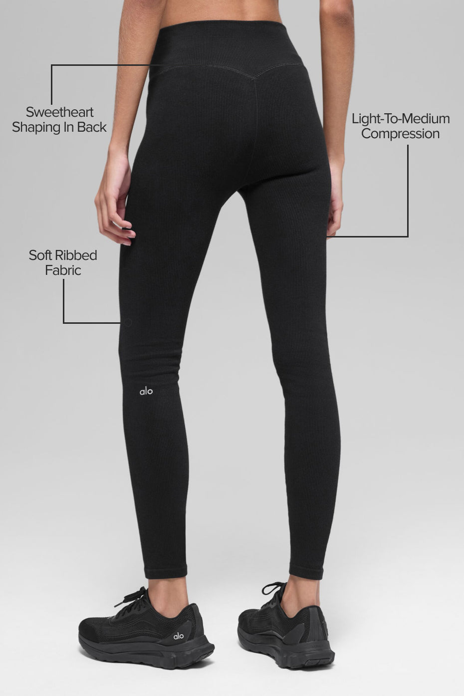 Alternative view of Seamless High Waist Two Tone Rib Legging   Black