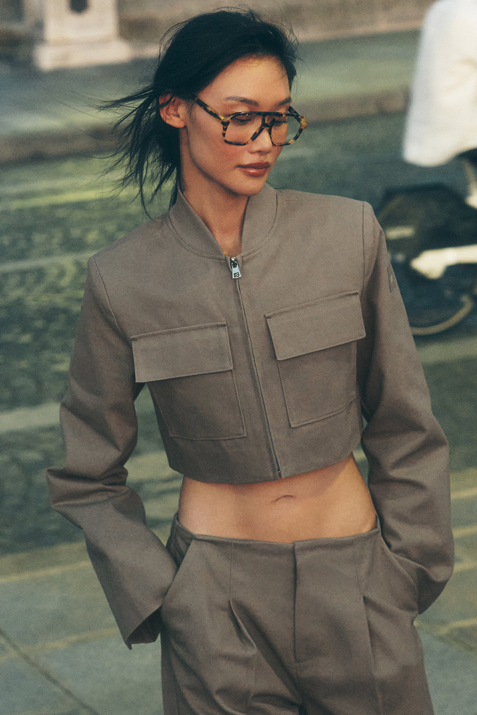 Cropped Main Character Jacket   Light Cocoa