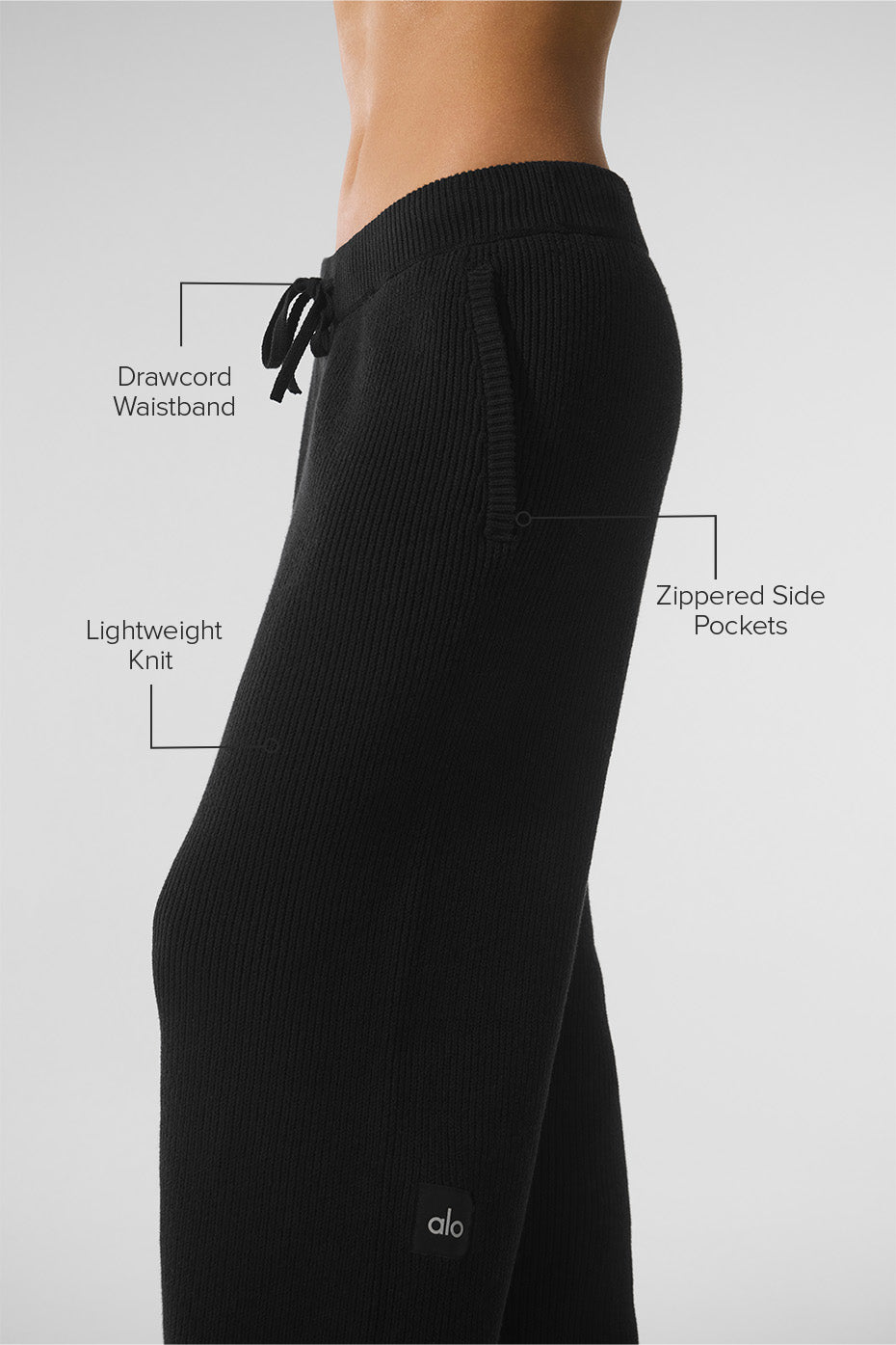 Alternative view of Domain Rib Knit Sweatpant   Black