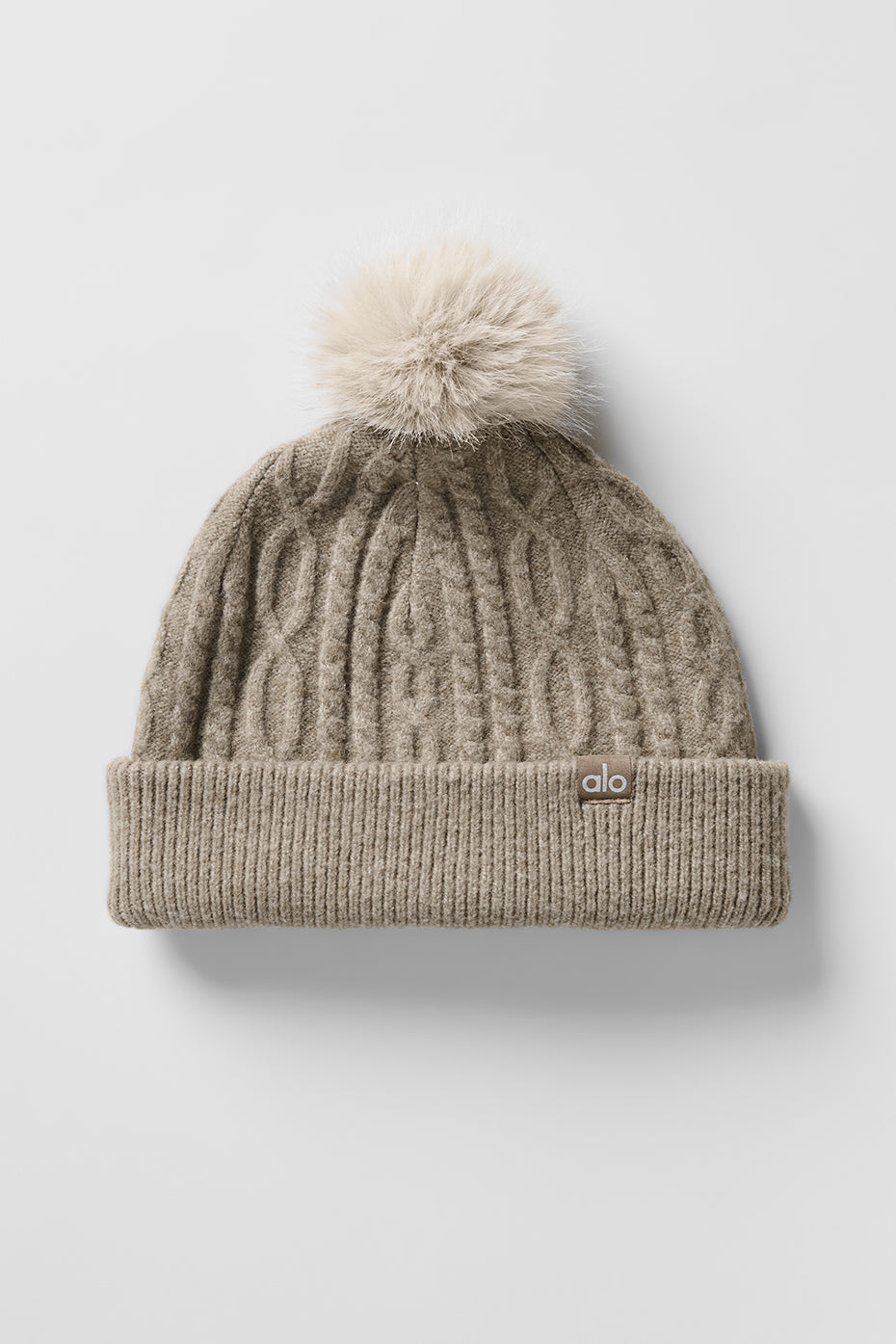 Alternative view of Cable Knit Winter Bliss Beanie   Light Cocoa