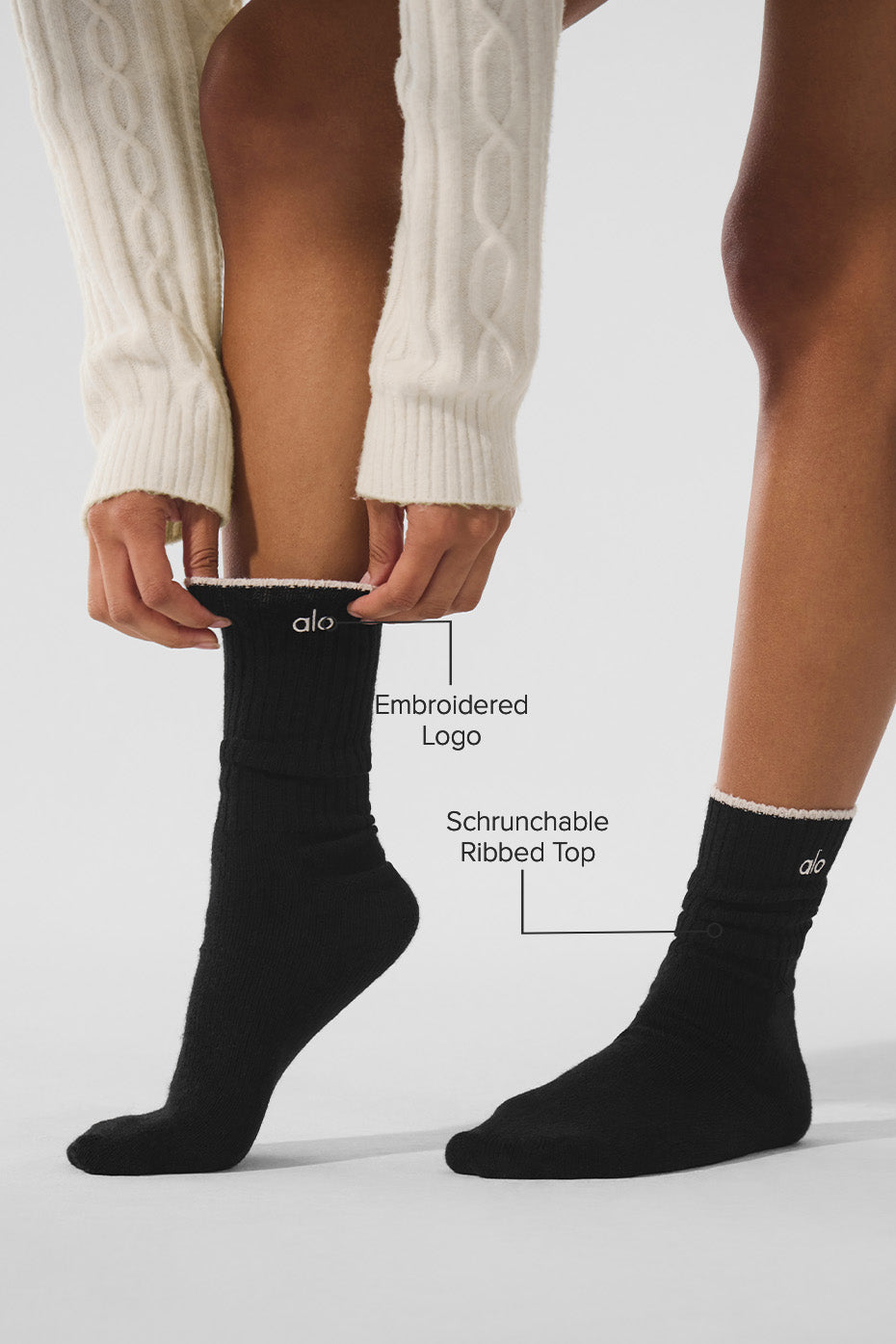 Alternative view of Unisex Wool Cashmere Light Frosted Sock   Black/Ivory