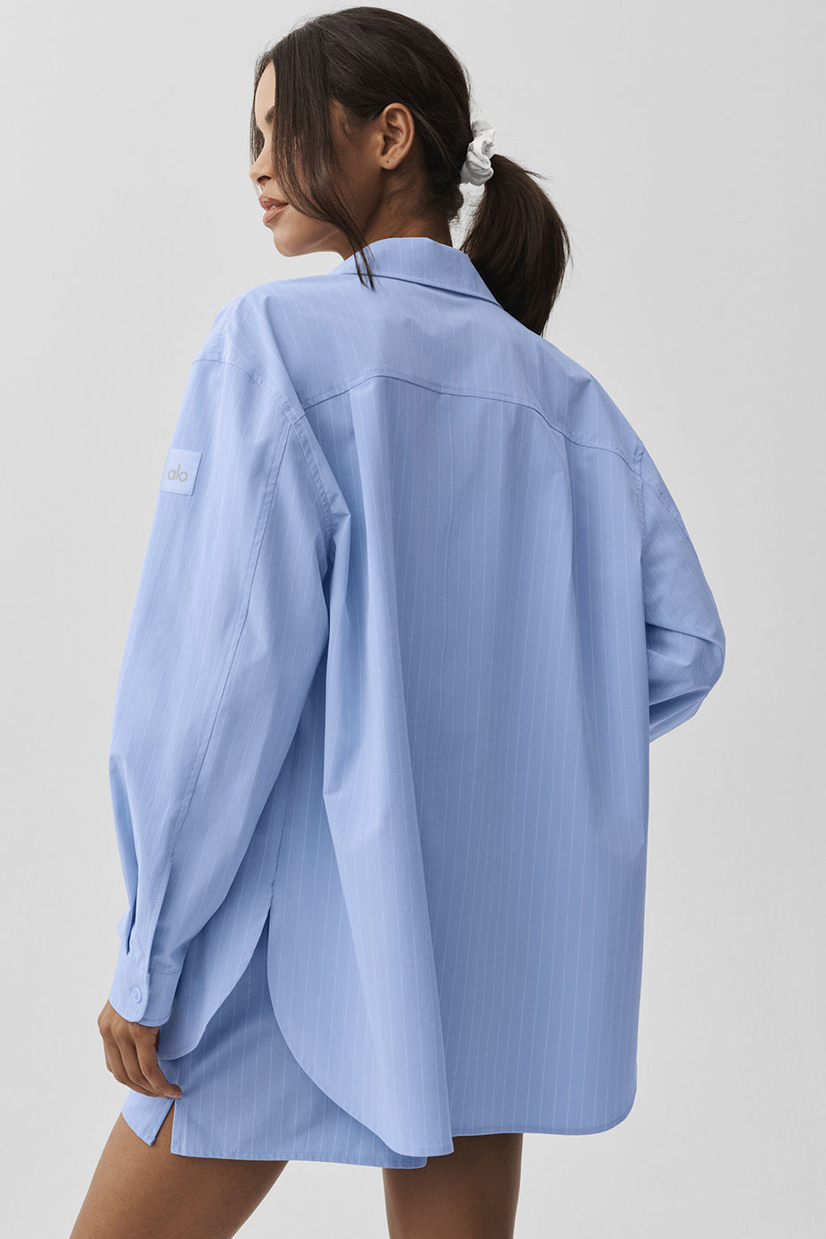 Alternative view of Pinstripe Daylight Button Down Long Sleeve   Light Provence Blue/White