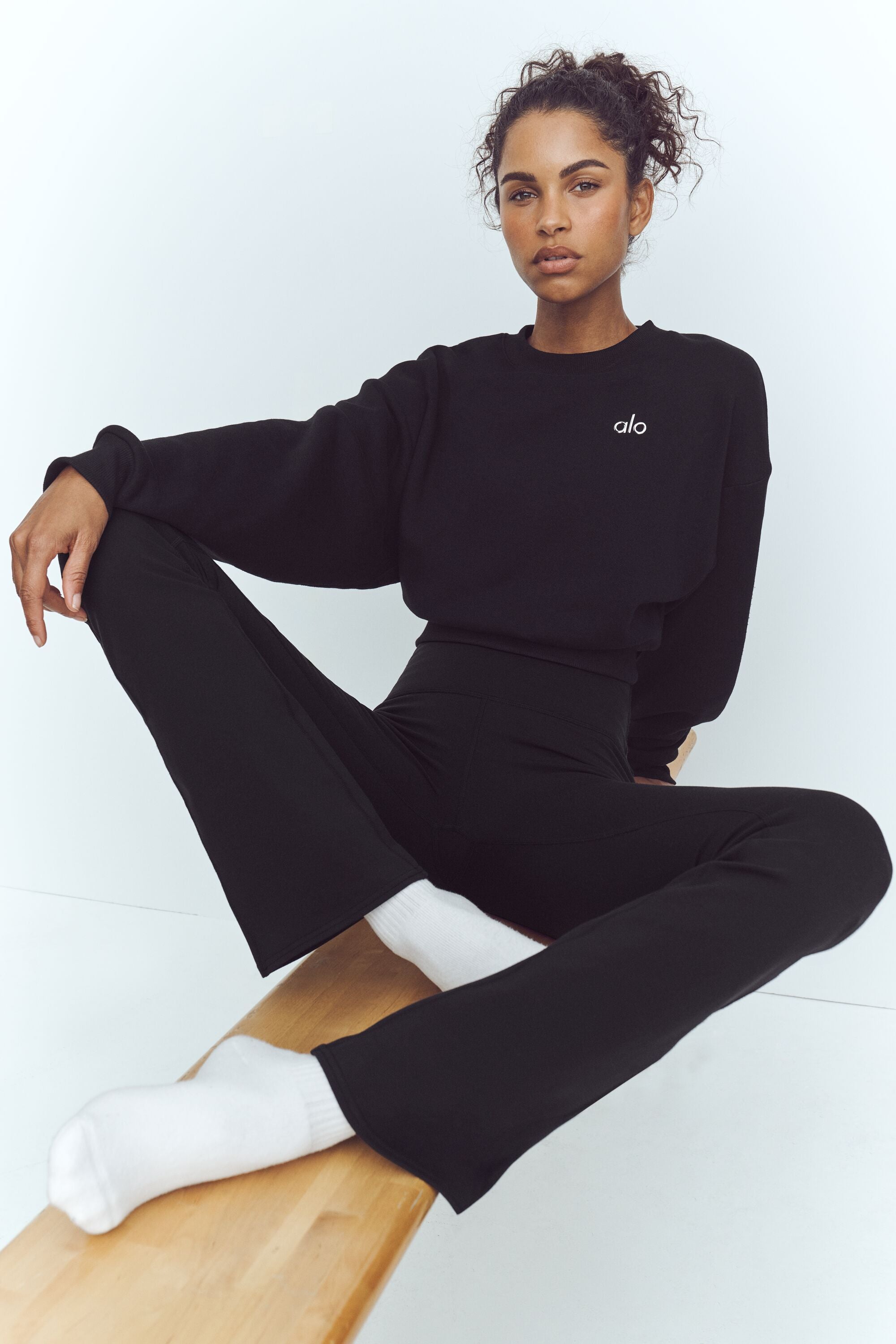Airbrush High Waist 7/8 Bootcut Legging   Black