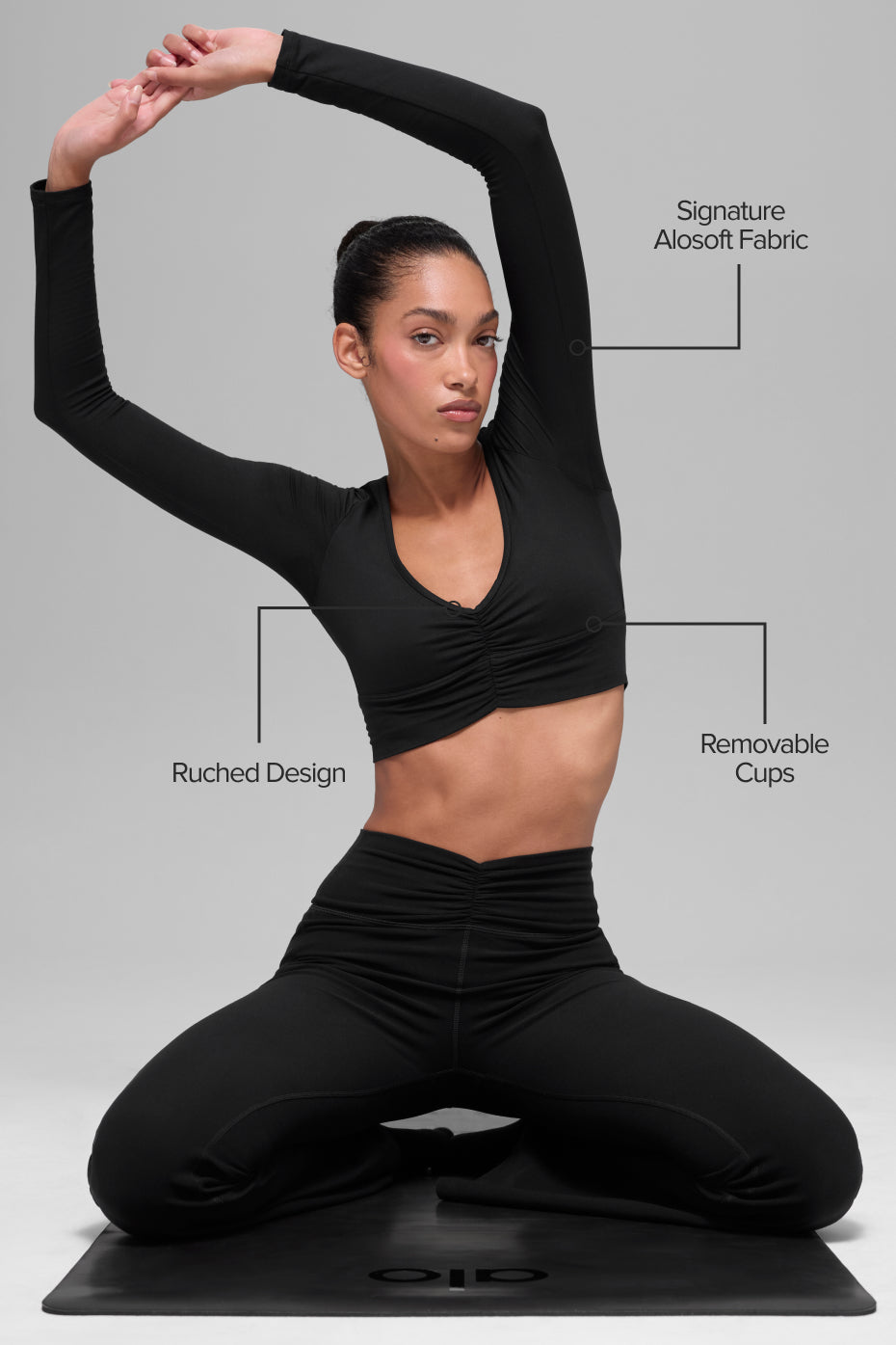 Alternative view of Alosoft Intuition Long Sleeve Bra   Black