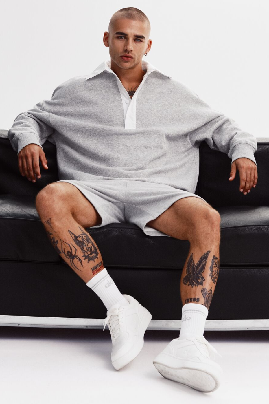 Take It Easy Long Sleeve Henley Pullover   Athletic Heather Grey/White