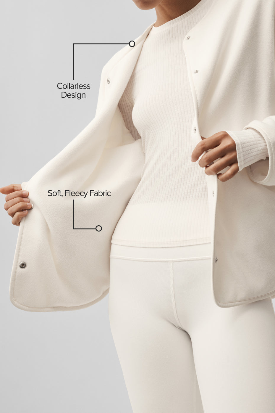 Alternative view of Polar Fleece Take Note Jacket   Ivory