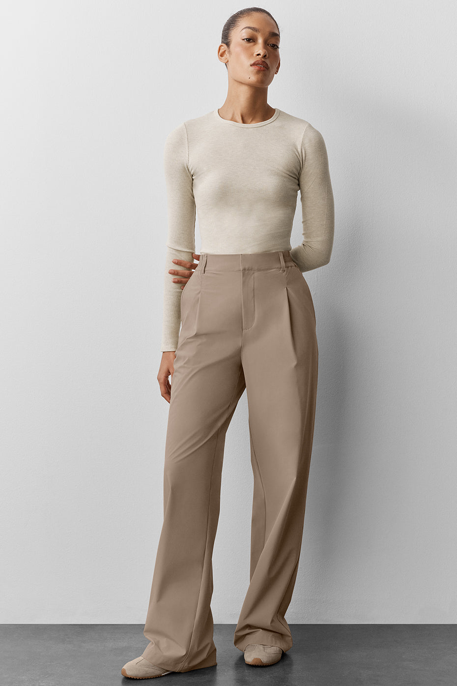 High Waist Pursuit Trouser (Long)   Gravel
