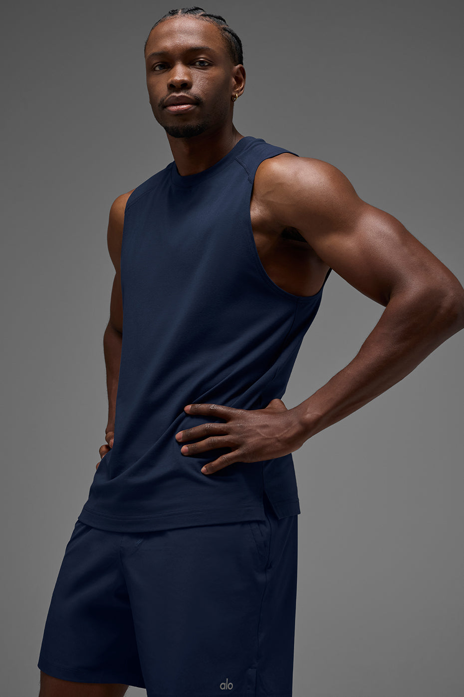 ALO Vapor Muscle Tank   Navy