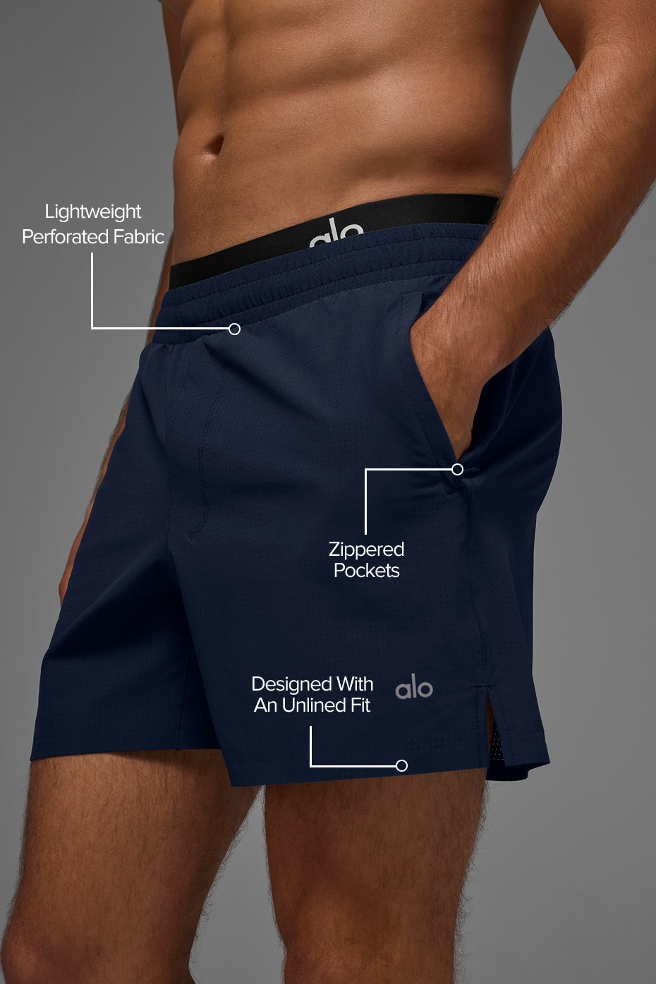 Alternative view of 5" Traction Running Short   Navy