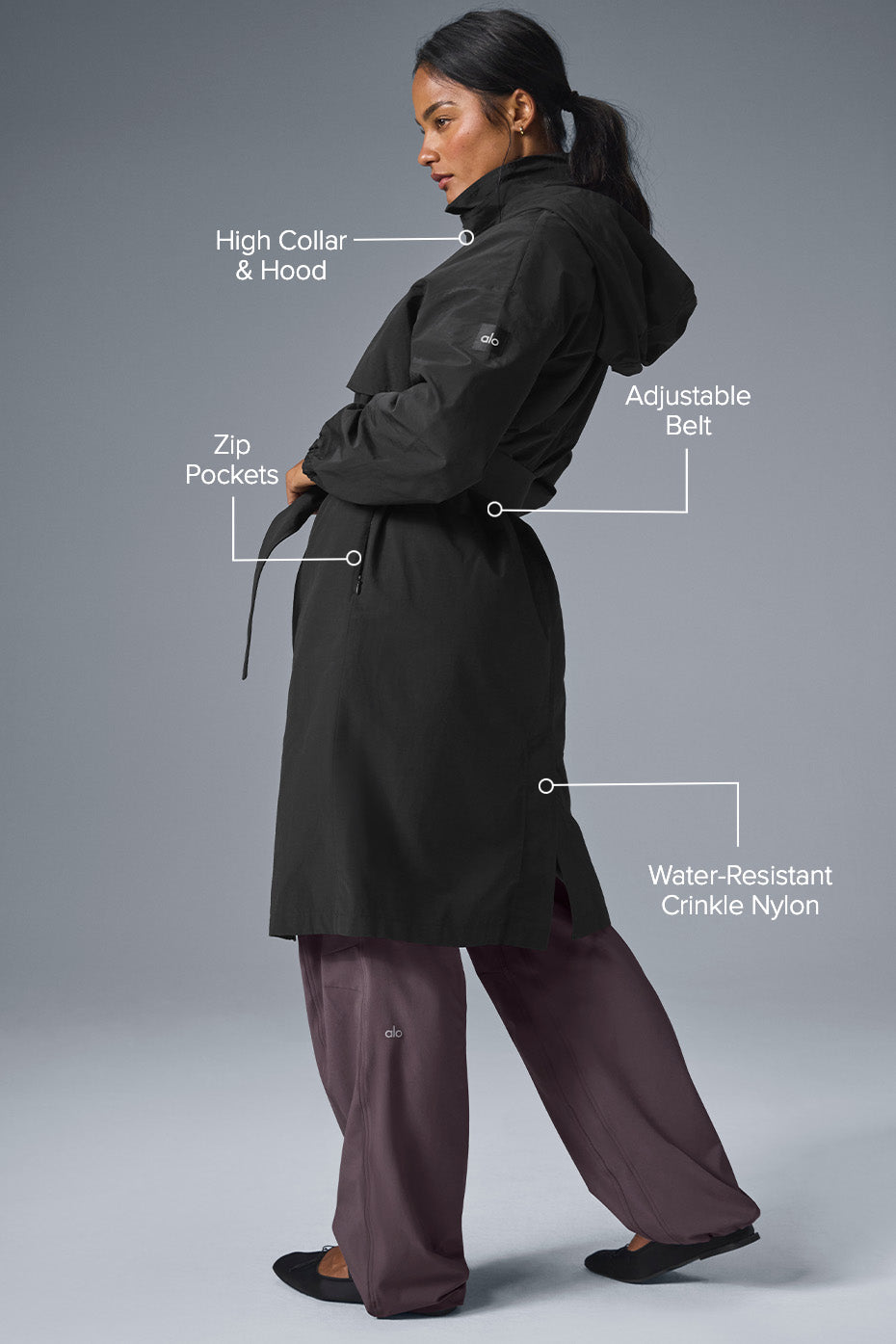 Alternative view of Crinkle On The Move Trench   Black