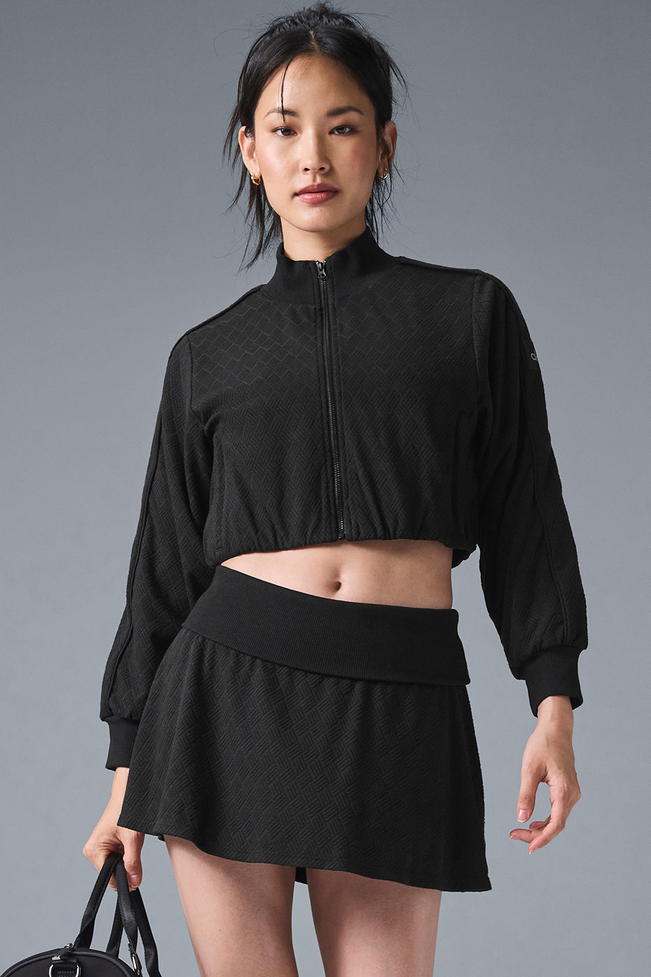 Cropped Doubles Only Full Zip Jacket   Black