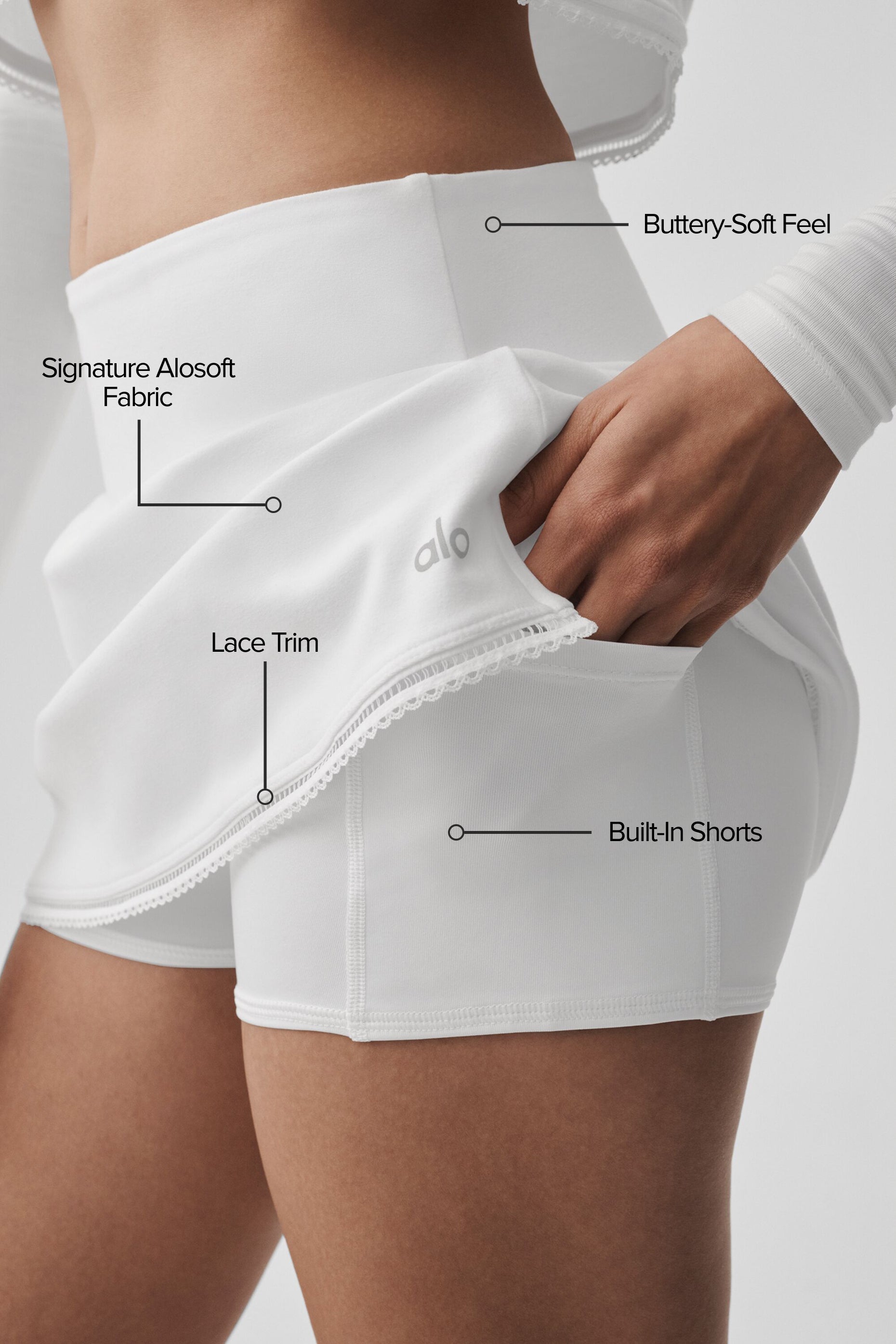 Alternative view of Alosoft Affection Tennis Skirt   White