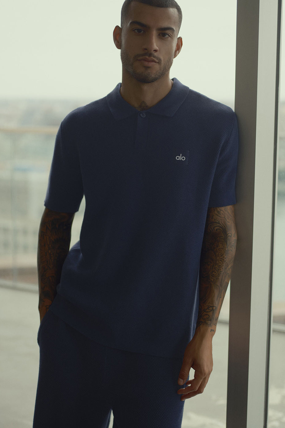 Sports Club Sweater Knit Polo   Navy