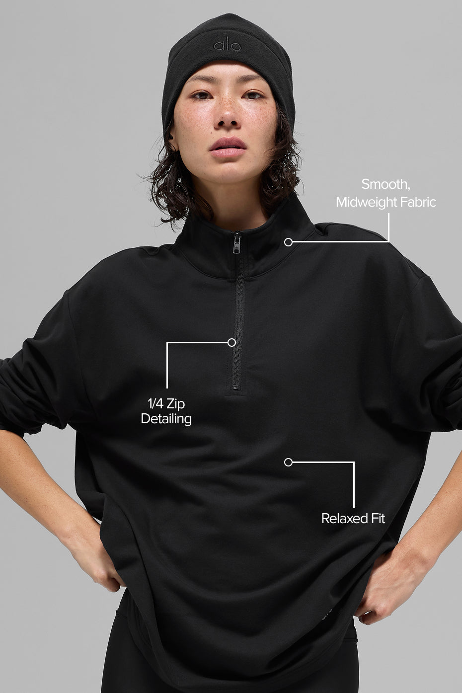 Alternative view of Double Take Long Sleeve 1/4 Zip   Black