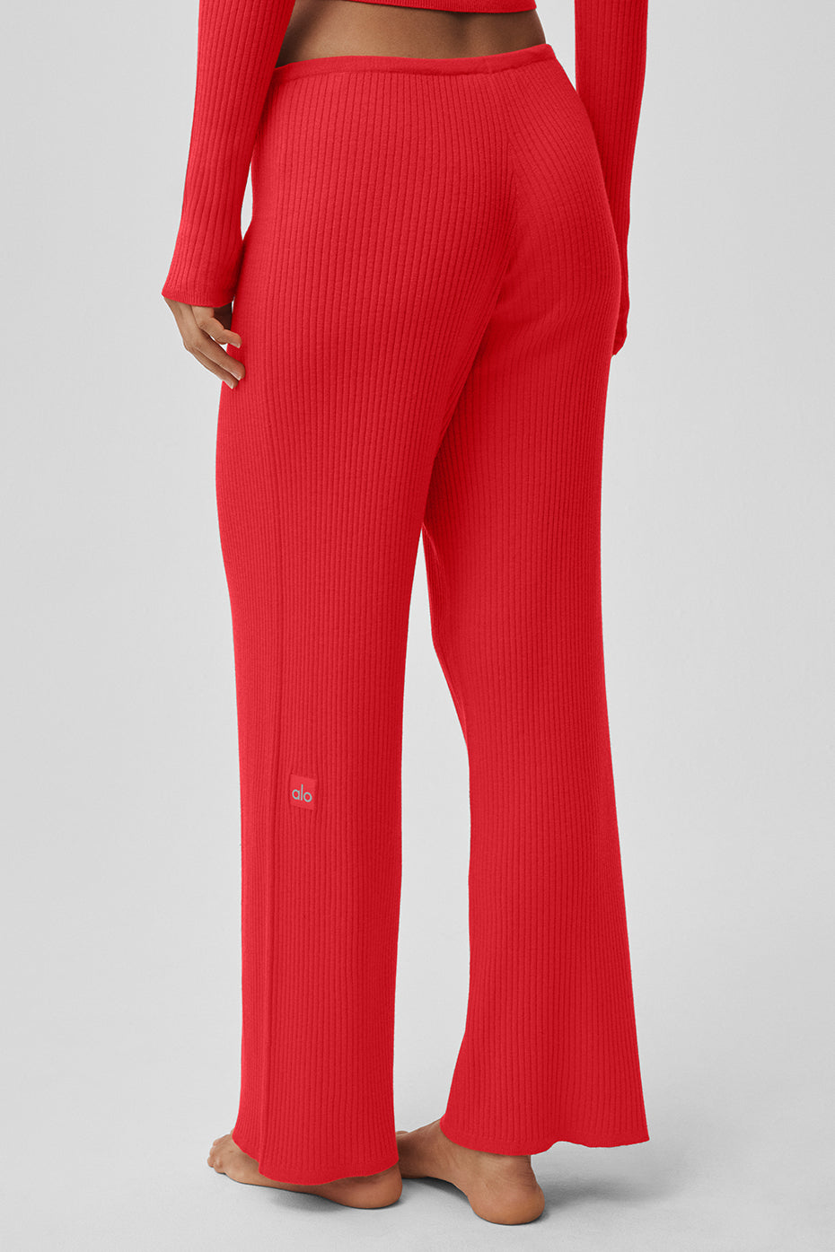 Alternative view of Sweater Knit Mid Rise Unwind Wide Leg Pant   Bright Red