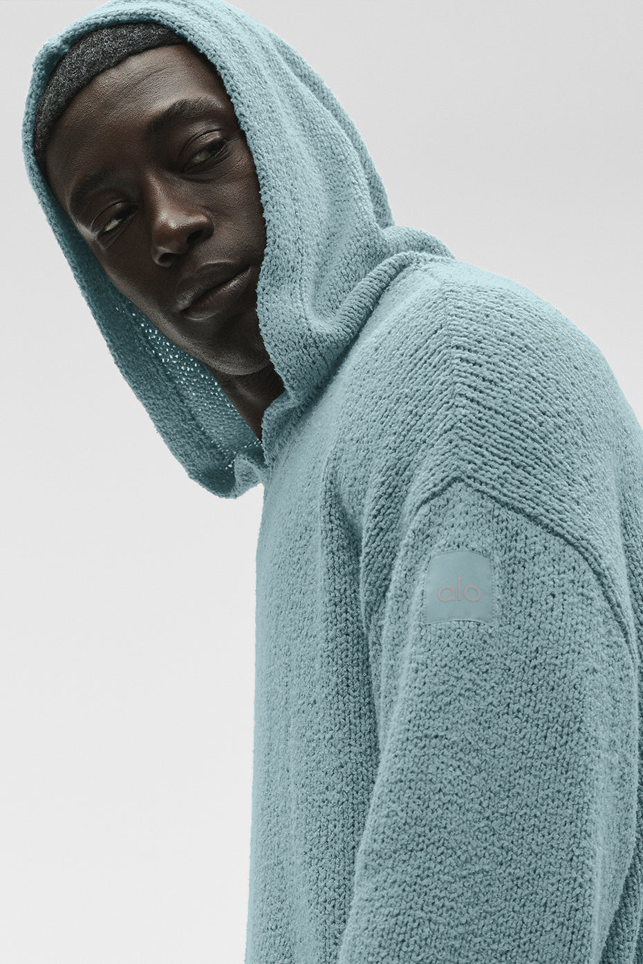 Alternative view of Textured Knit Hoodie   Desert Sage