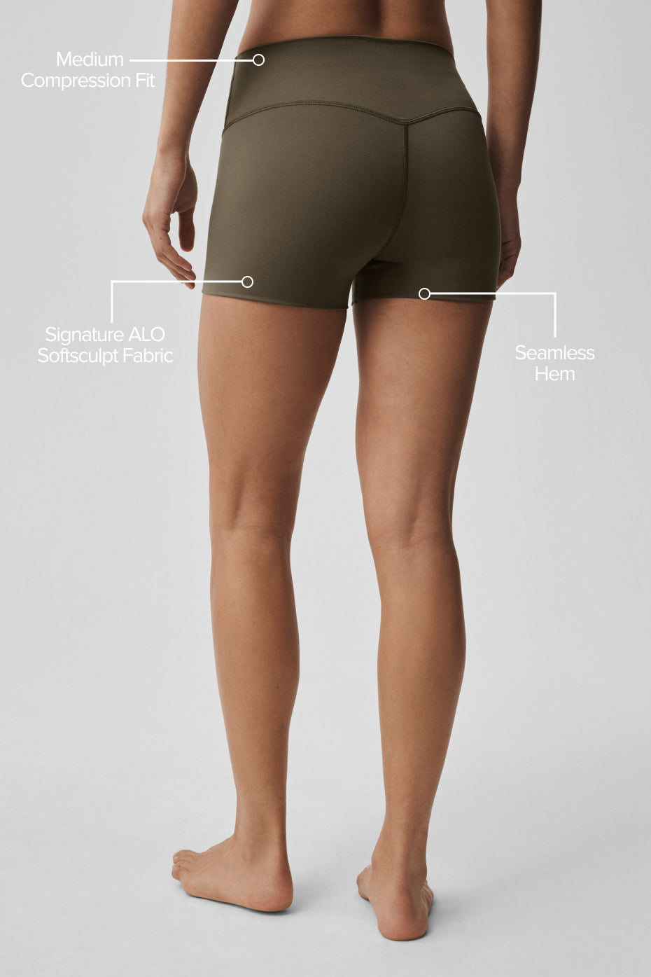 Alternative view of 3" ALO Softsculpt High Waist Precision Short   Olive Tree