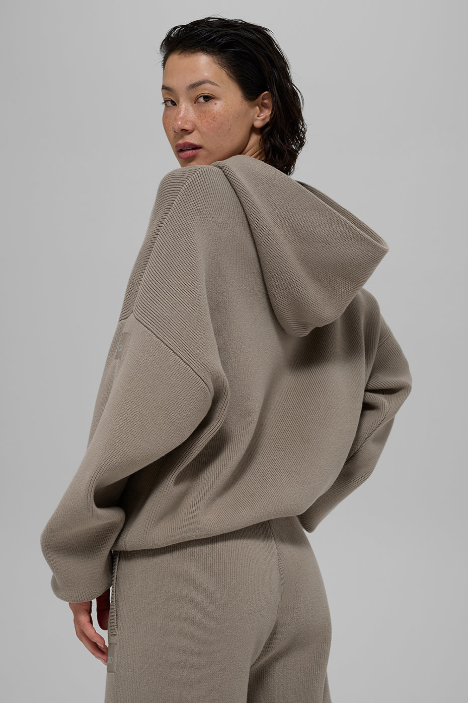 Alternative view of Scholar Hooded Sweater   Light Cocoa