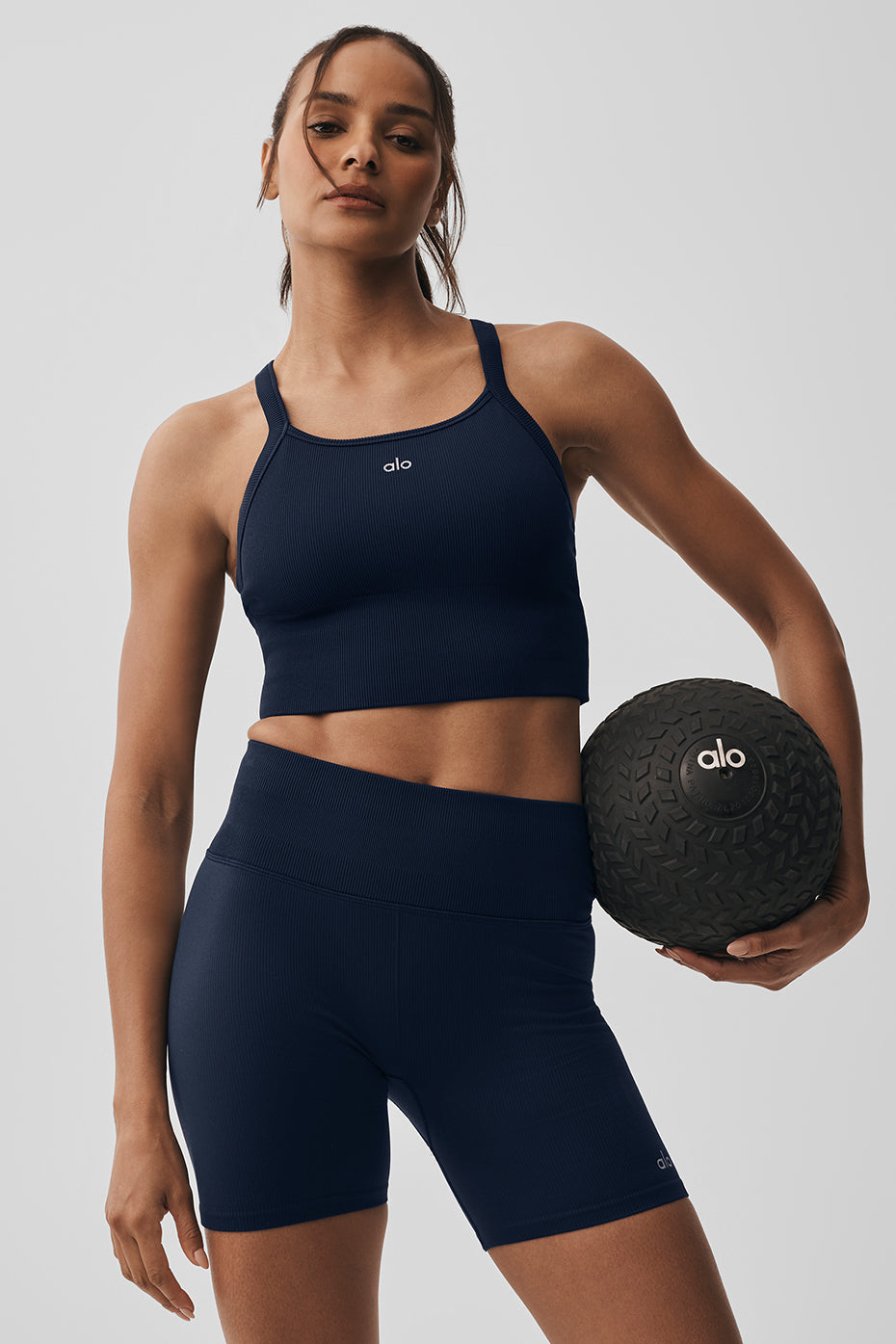 Seamless Ribbed Favorite Bra Tank   Navy