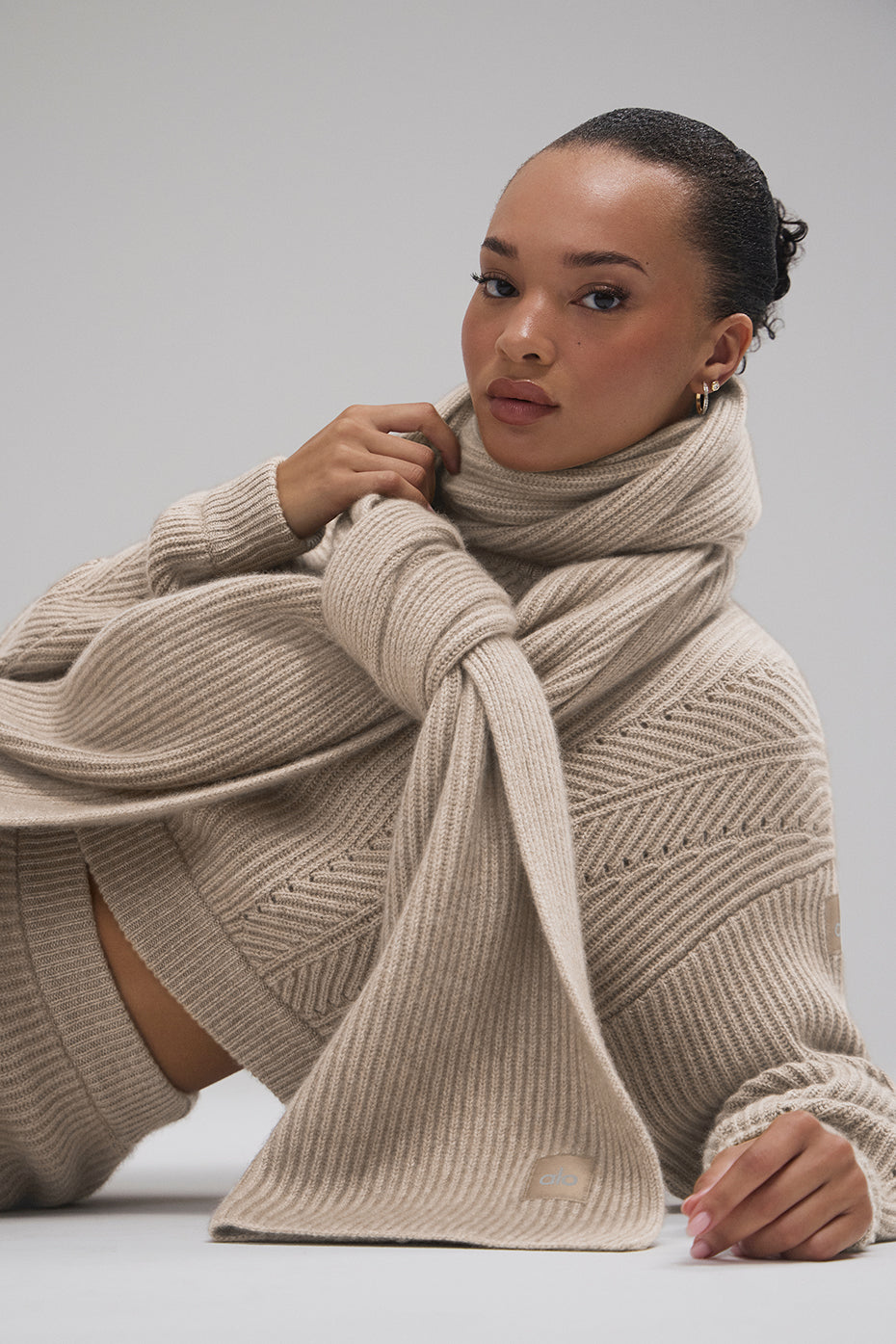 Courchevel Cashmere Scarf   Flax Heather