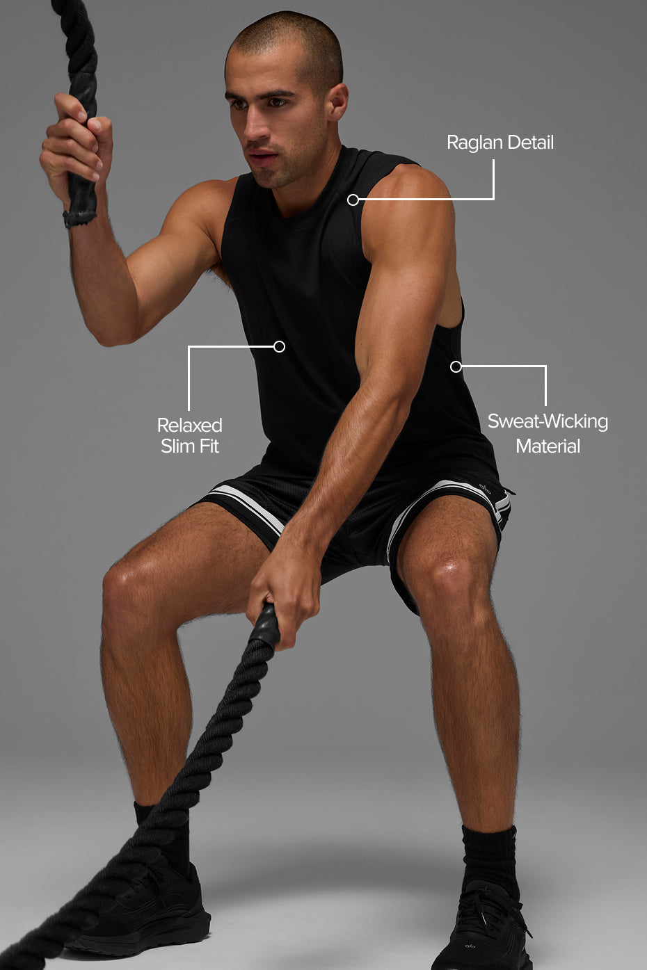 Alternative view of ALO Vapor Muscle Tank   Black