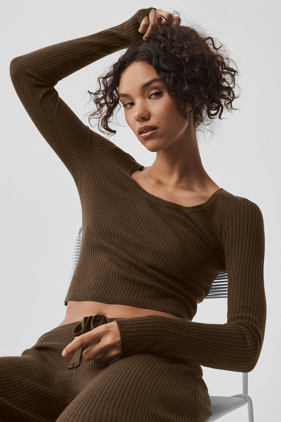 Sweater Knit Unwind Long Sleeve   Espresso