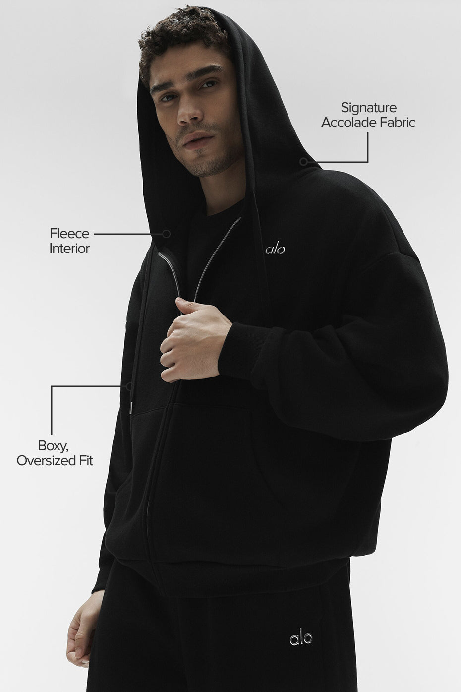 Alternative view of Accolade Full Zip Hoodie   Black