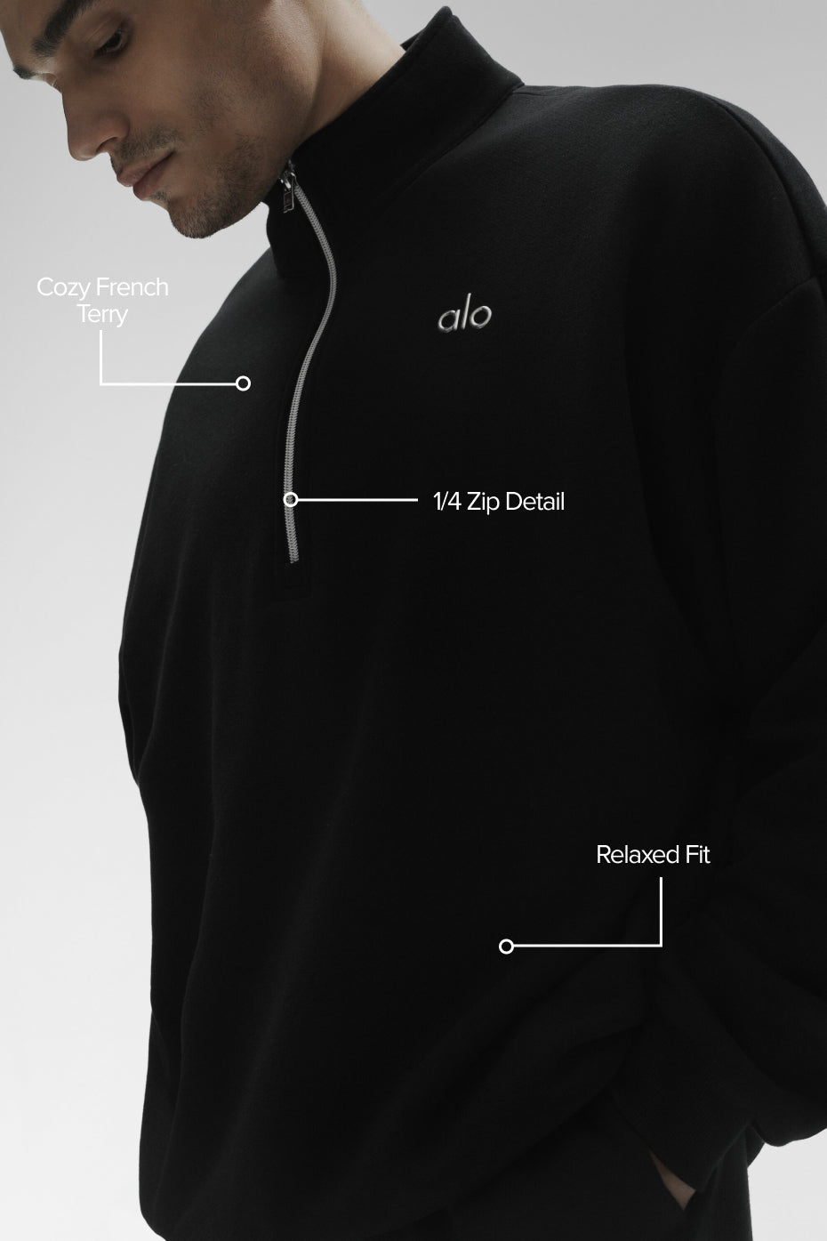 Alternative view of Accolade 1/4 Zip Pullover   Black