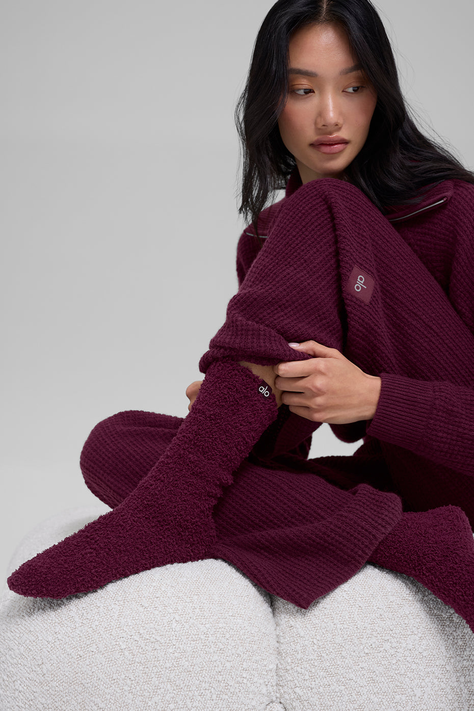 Alternative view of Women's Plush Lush Sock   Burgundy