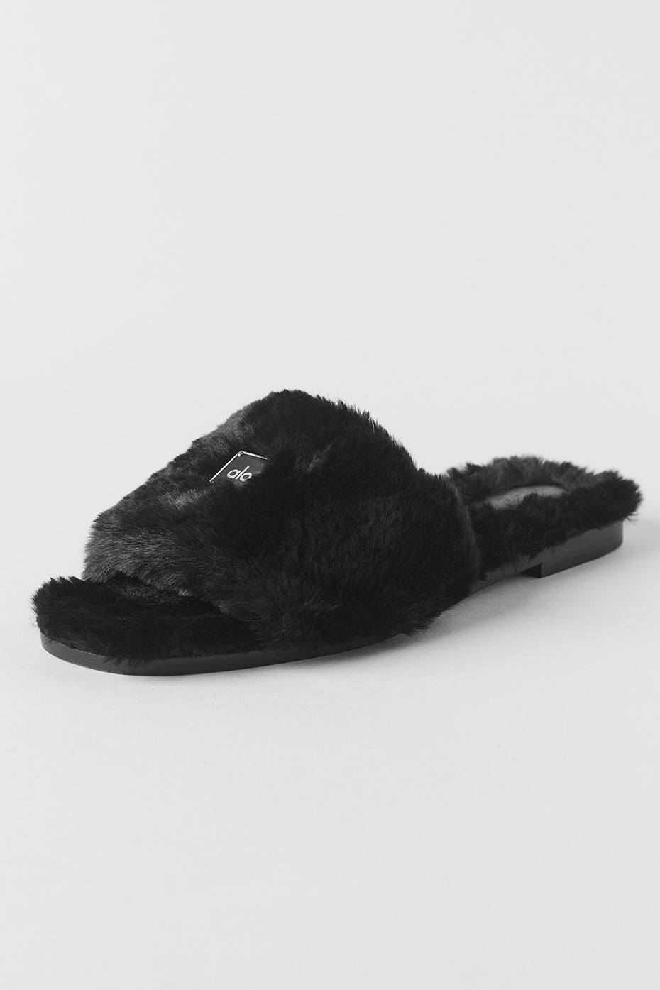ALO Classico Faux Fur Sandal   Black