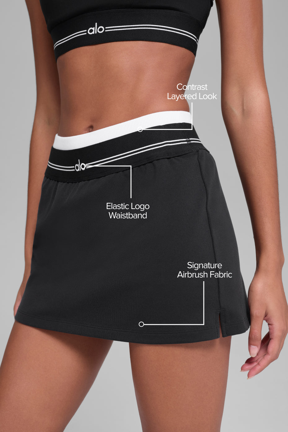 Alternative view of Airbrush Better Together Tennis Skirt   Black/White