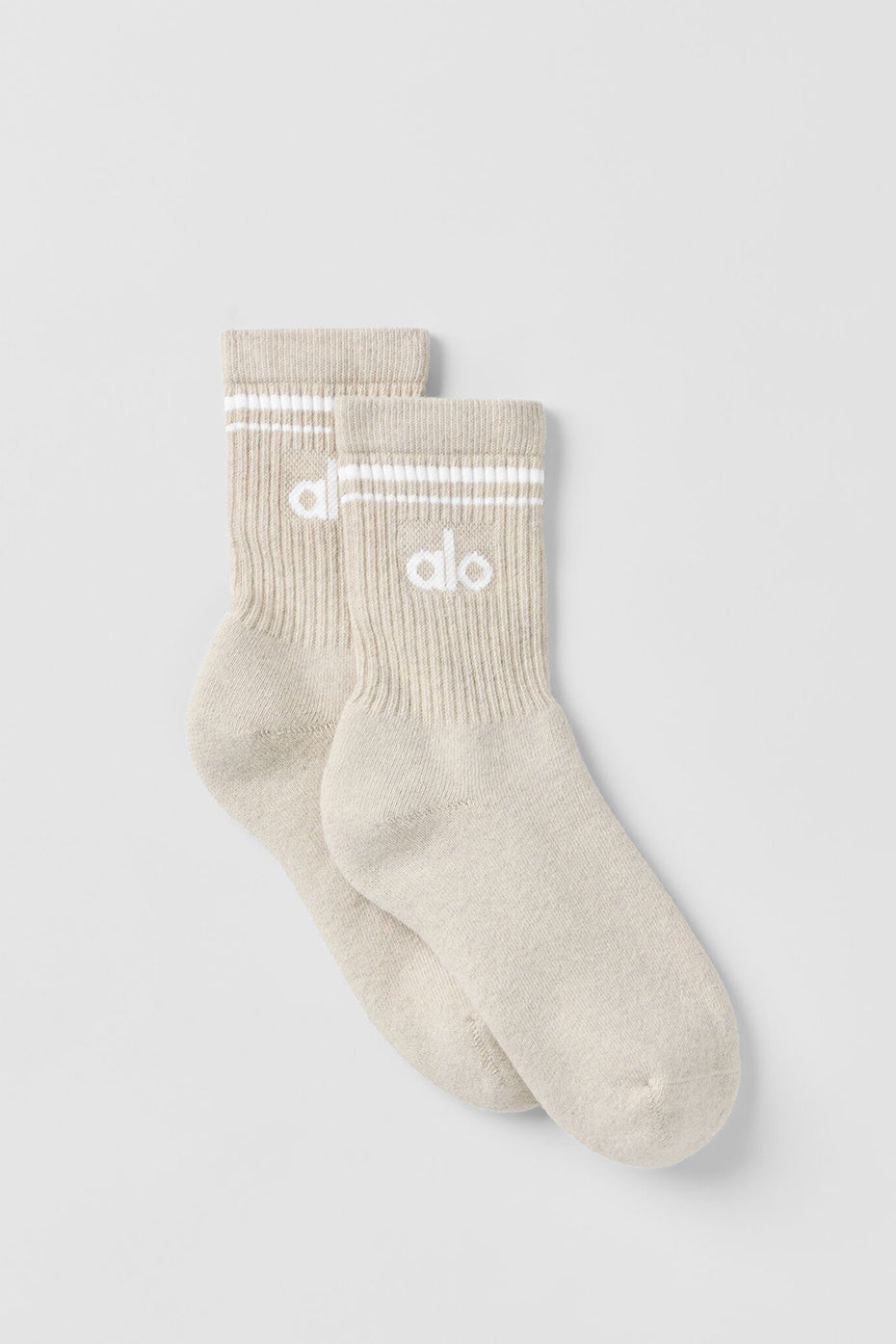 Unisex Half Crew Throwback Sock   Oatmeal Heather/White