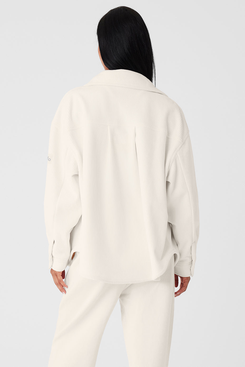 Alternative view of Ribbed Velour Mountain Side Shacket   Ivory