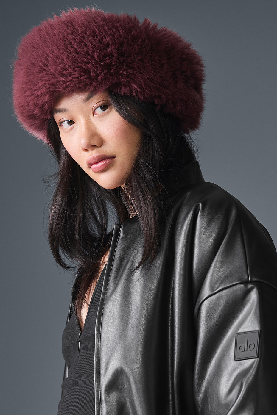 Opulent Faux Fur Wintersun Headband   Burgundy Truffle