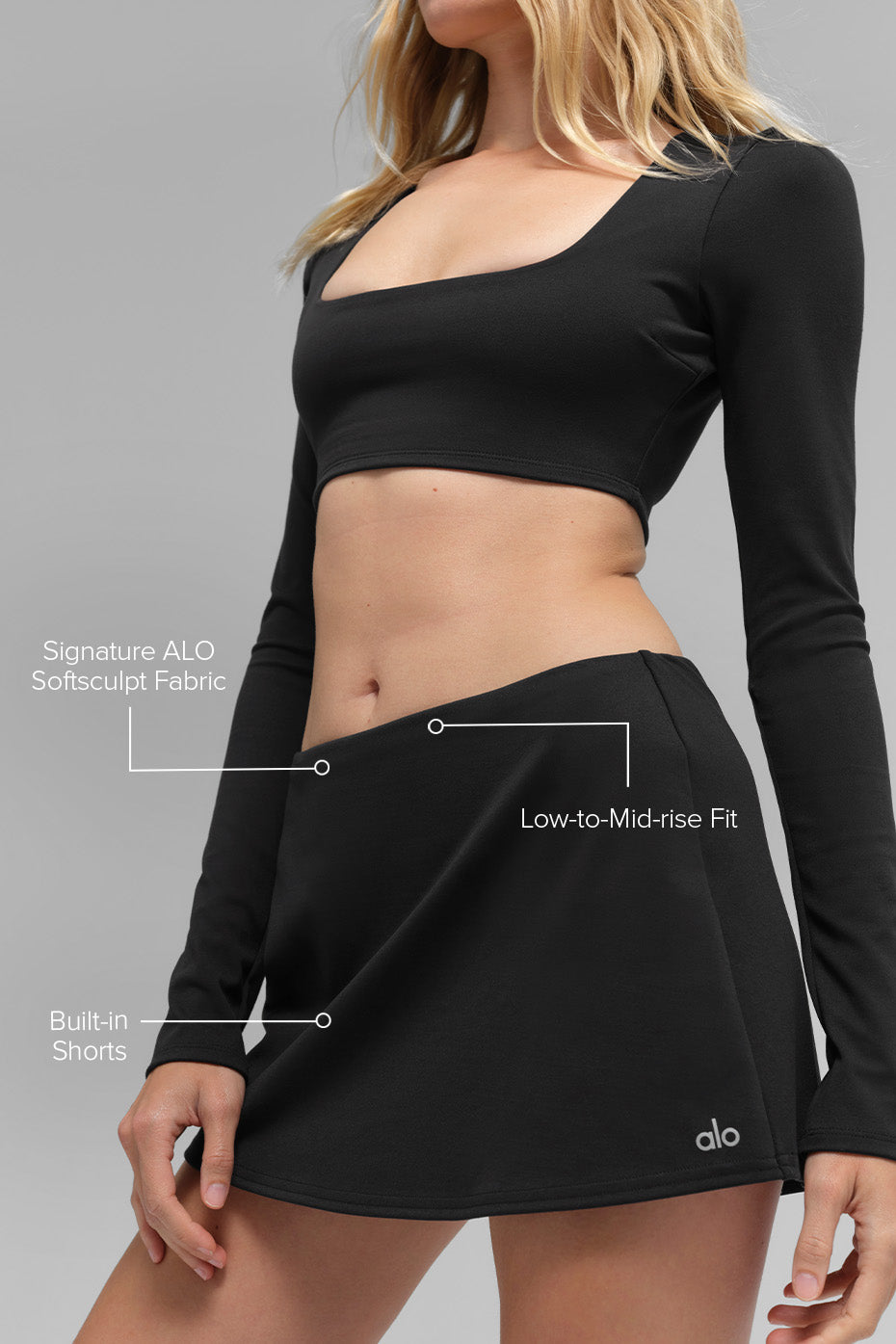 Alternative view of ALO Softsculpt Precision Mini Skirt   Black
