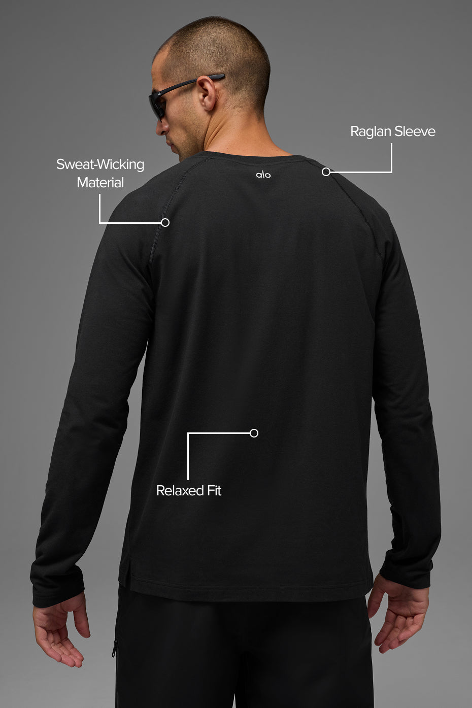 Alternative view of ALO Vapor Crewneck Long Sleeve   Black