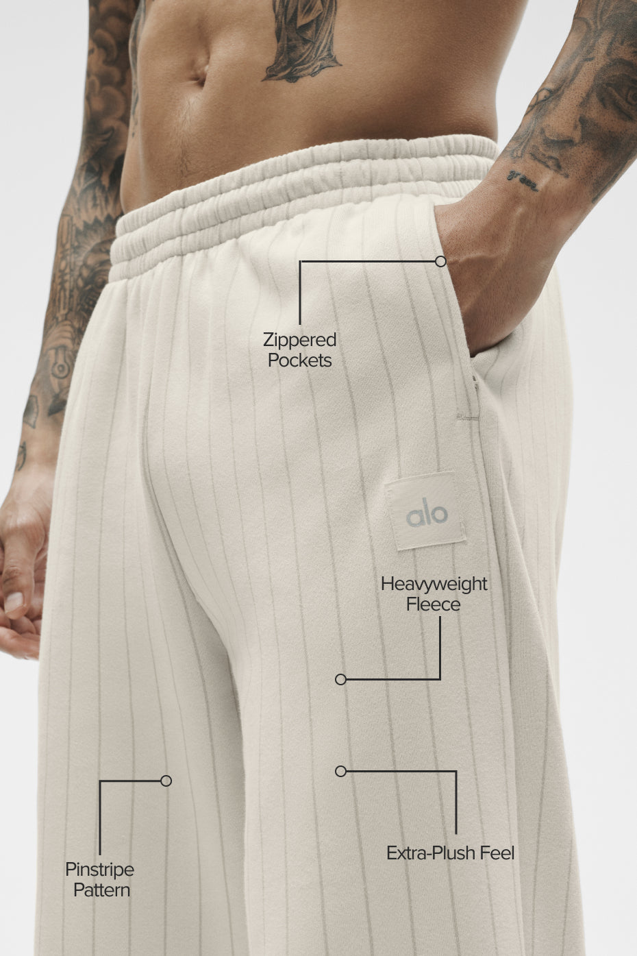 Alternative view of Pinstripe Straight Leg Sweatpant   Bone Pinstripe
