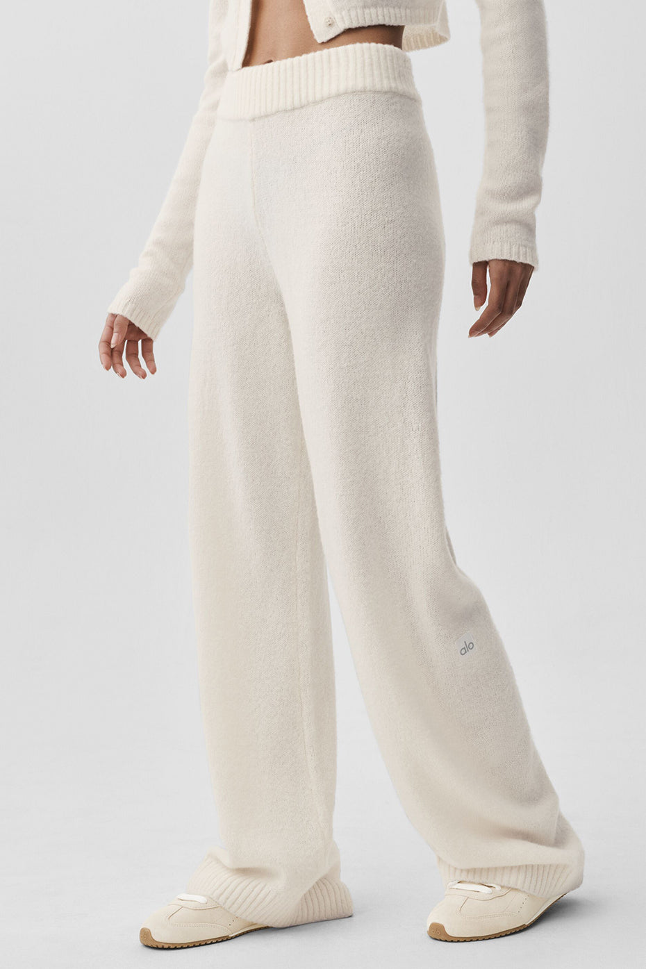 Wool Cashmere High Waist New Class Wide Leg Pant   Ivory