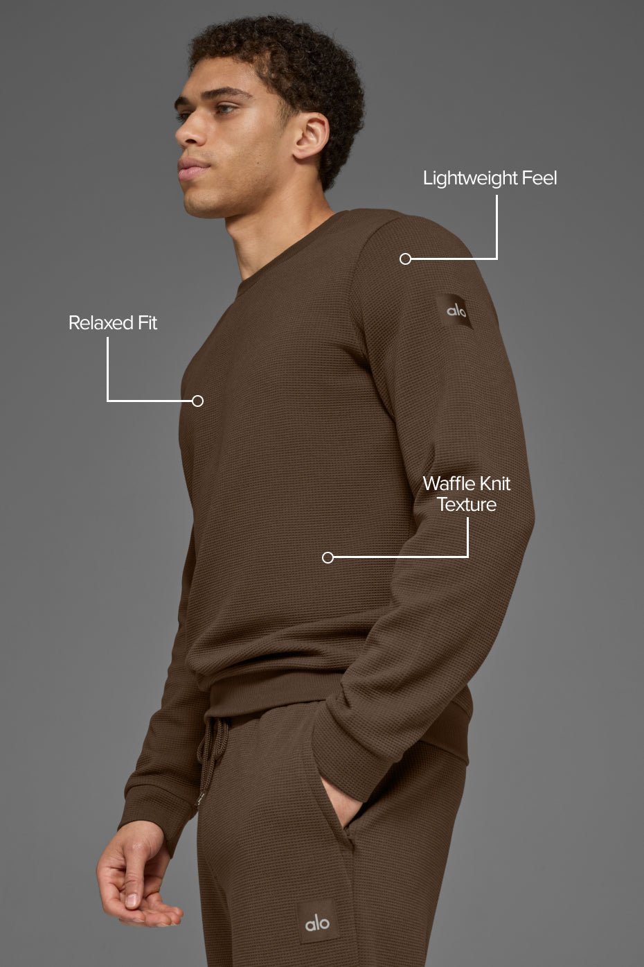 Alternative view of Waffle Lounge Long Sleeve Crew   Espresso