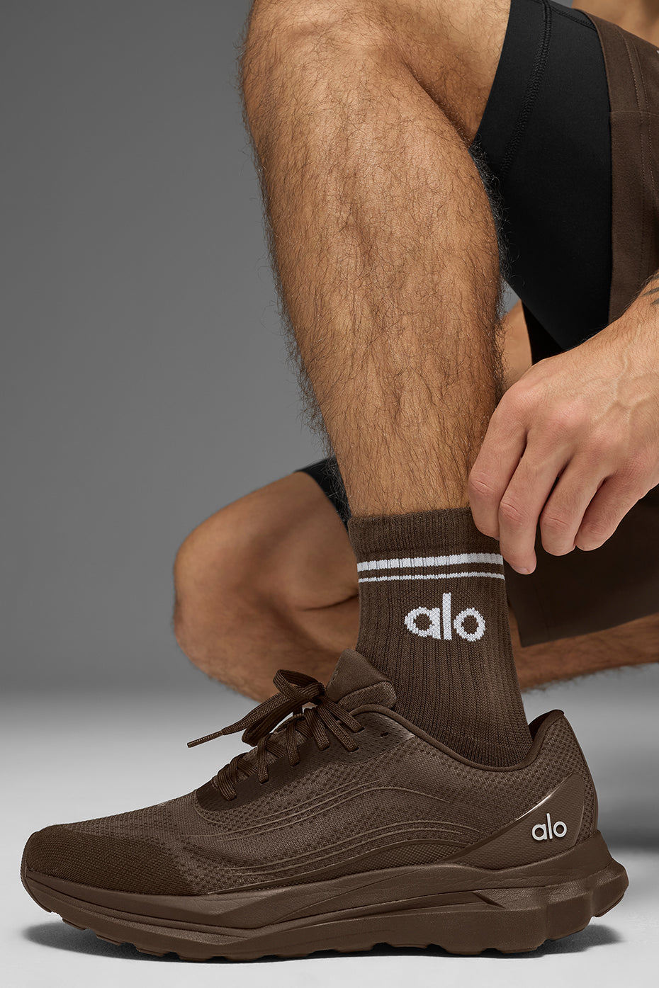 Alternative view of Unisex Half Crew Throwback Sock   Espresso/White