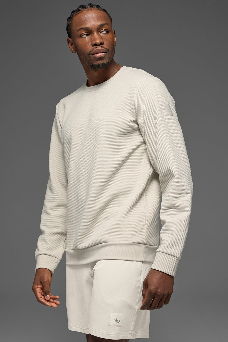 Waffle Lounge Long Sleeve Crew   Bone