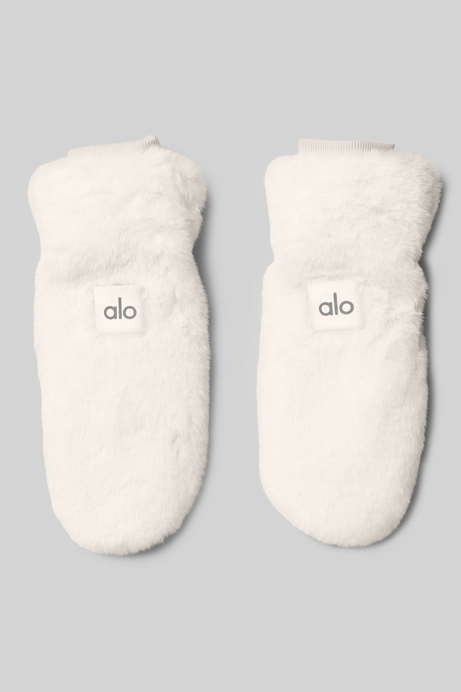 Faux Fur Mittens   Ivory